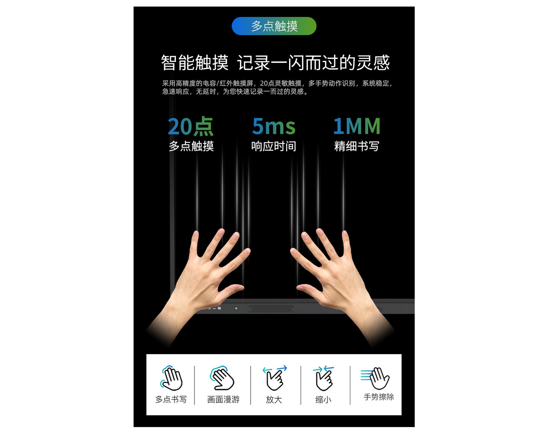 明升MS88科技K12教学一体机20点触控，无延迟